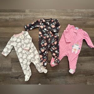 Bundle of Baby girl fleece sleepers 3-6 months